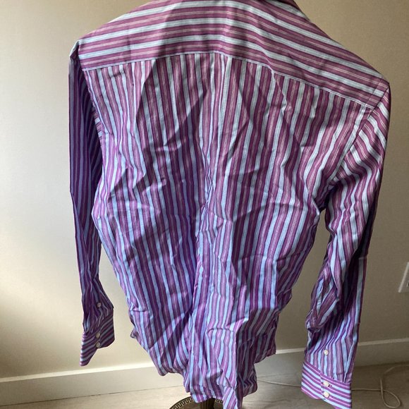 NWT NEW TAILORBYRD Mens Small Blue Purple Stripe Cotton LS Button SHIRT -Easter! - Picture 4 of 7
